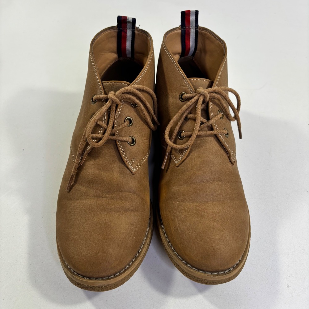Tommy Hilfiger Mens Tan Faux Leather Chukka Desert Boots Size 6.5M Brown Ankle - Picture 3 of 8